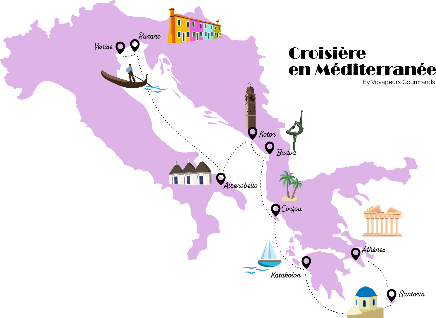 Croisiere en mediterranee carte itineraire